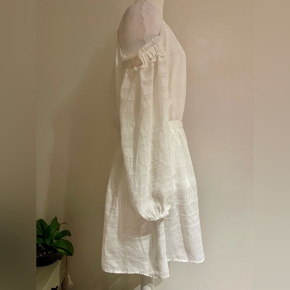 Bebe White Cold Shoulder Midi Dress – Fairy Flowy, Boho Prairie, Textured XL - Picture 5 of 7